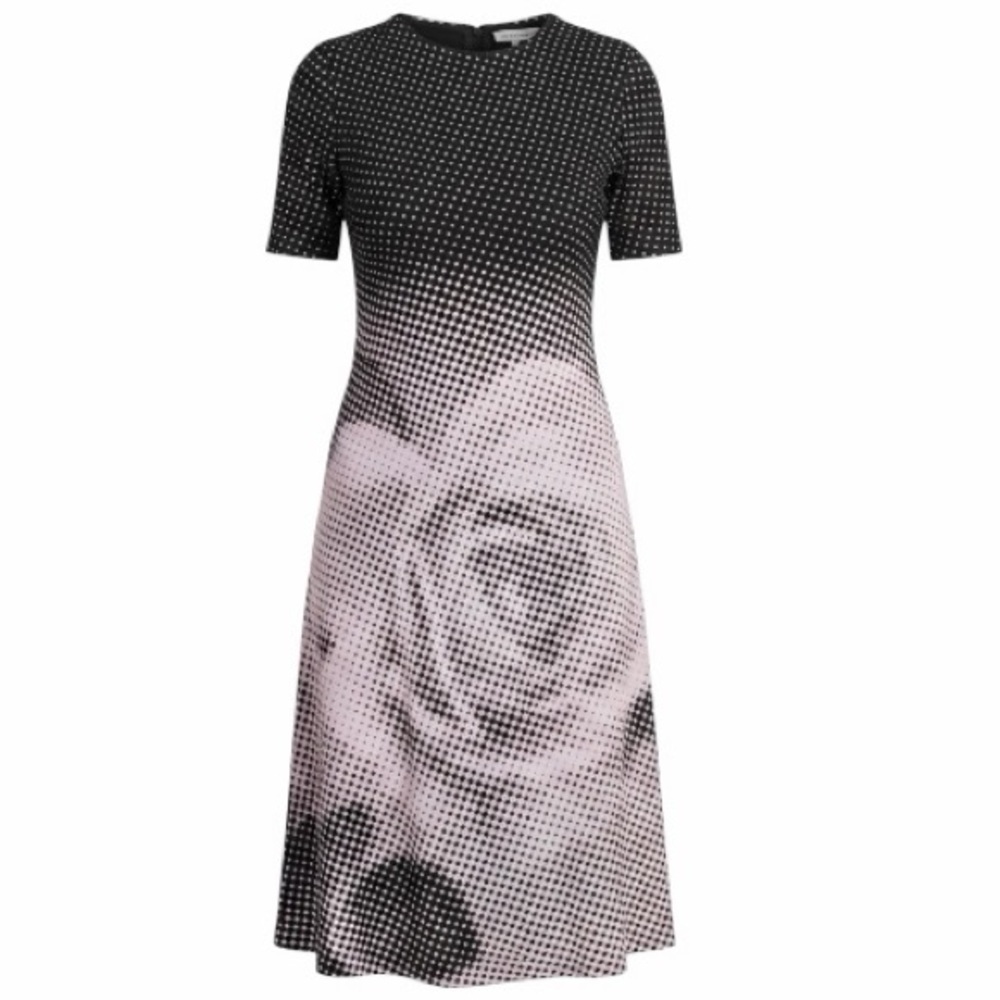 TERI JON Rickie Freeman Double Knit Dotted Rose Floral Printed A Line Midi Dress - Picture 11 of 17